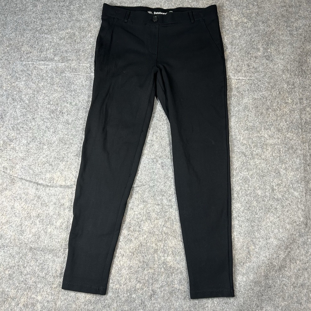 Betabrand Womens Pants Medium Petite Black Trousers Pull On Career Stretch Yoga